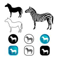 Abstract Zebra Animal Icon Set vector