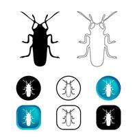 Conjunto de iconos de insectos cucaracha abstracta vector