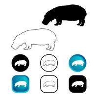 Abstract Hippo Animal Icon Set vector