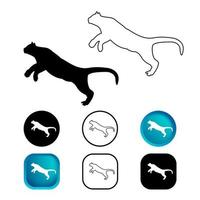 Conjunto de iconos de animales de puma abstracto vector