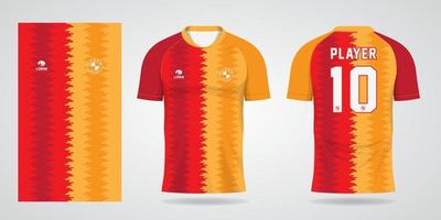 red orange sports jersey template for team uniforms and Soccer design vector