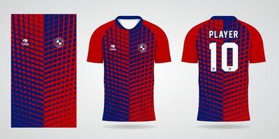 plantilla de camiseta roja azul para uniformes de equipo y diseño de camiseta de fútbol vector