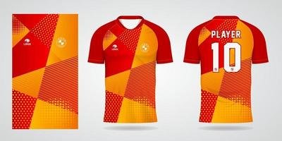 Plantilla de camiseta deportiva roja naranja para uniformes de equipo y diseño de fútbol vector