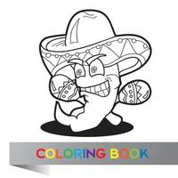 Coloring book with Mexican pepper - vector illustration