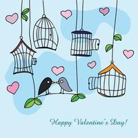 St. Valentine's day greeting card with birds - vector illustration