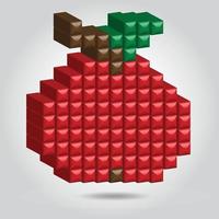 Red Apple in Pixel Style on white background vector