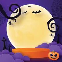 Halloween festival background design with 3d Podium vector