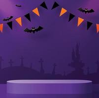 Halloween festival background design with 3d Podium vector