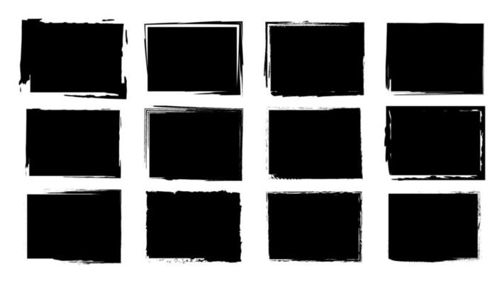 Dirty frames grunge. Ink brush strokes. distress textures of a square