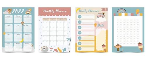 2022 table calendar week vector