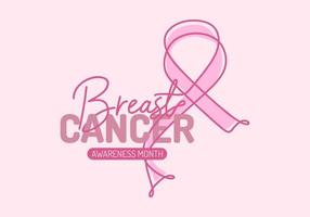 Continuous one line art background of National Breast Cancer Awareness vector