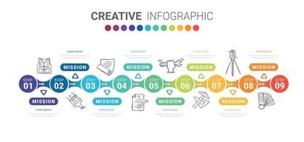 diseño infográfico vectorial con 9 opciones o pasos. vector