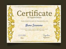 Luxury Certificate of appreciation template vector