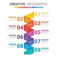 Infographic design template with 9 options vector