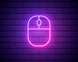 PC mouse neon icon. Elements of business set. Simple icon vector
