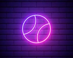Glowing neon Baseball ball icon isolated on brick wall background vector