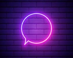 Speech bubble pink glowing neon ui ux icon. Glowing sign logo vector