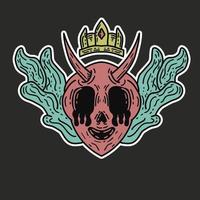 hand drawn demon king crying vector