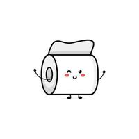 Cute toilet paper character illustration logo kids play toys template vector