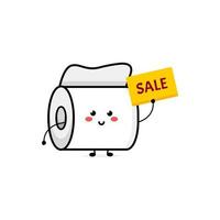 Cute toilet paper character illustration logo kids play toys template vector