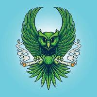 Weed Owl Smoking Cannabis Illustrations vector