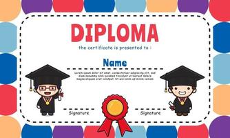 Cute diploma certificate colorful background design template vector