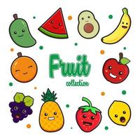 conjunto de colección de fruta linda doodle dibujos animados clip art icono ilustración