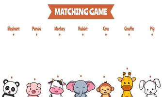 Matching game for kids and education with cute animals illustration vector