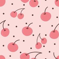 Seamless pattern of hand drawn cherries Berries print vector