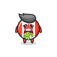 the cute canada flag badge character with puke vector