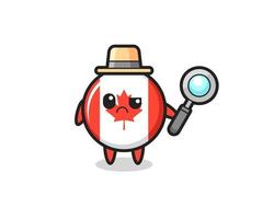 the mascot of cute canada flag badge as a detective vector