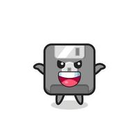 the illustration of cute floppy disk doing scare gesture vector