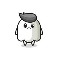 the mascot of the ghost with sceptical face vector
