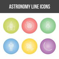 conjunto de iconos de vector de línea de astronomía única