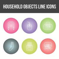 Conjunto de iconos de vector de objetos domésticos únicos
