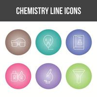 conjunto de iconos de vector de línea de química única