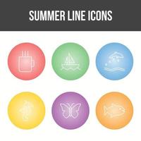 conjunto de iconos de vector de línea de verano único