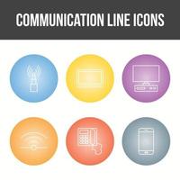 conjunto de iconos de vector de línea de comunicación única