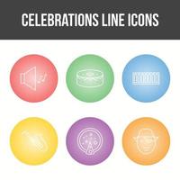 conjunto de iconos de vector de línea de celebración única