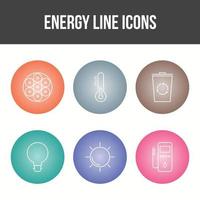 conjunto de iconos de vector de línea de energía única