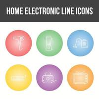 conjunto único de iconos de vector de electrónica para el hogar