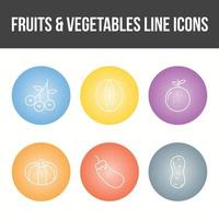 conjunto único de iconos vectoriales de frutas y verduras vector