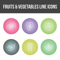 conjunto de iconos de línea de vector de frutas y verduras