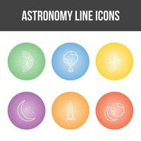 conjunto de iconos de vector de línea de astronomía única