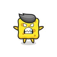 wrathful expression of the sponge mascot character vector