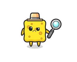 the mascot of cute sponge as a detective vector