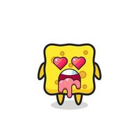 the falling in love expression of a cute sponge with heart shaped eyes vector