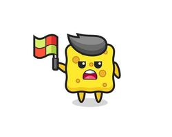 sponge character as line judge putting the flag up vector