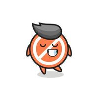 stop sign cartoon illustration with a shy expression vector