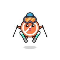 stop sign mascot character as a ski player vector